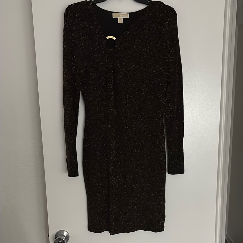 Michael Kors Black Sparkle Long Sleeve Dress